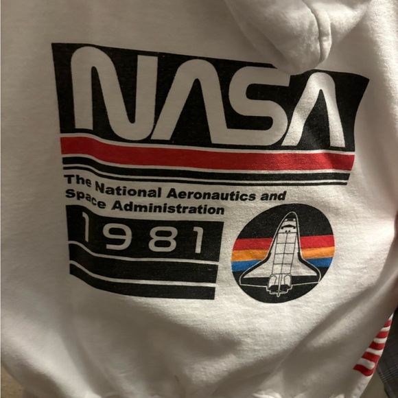 Neon Riot United States 1981 NASA White Graphic Print Hoodie Medium Comfy Pocket - Picture 10 of 12